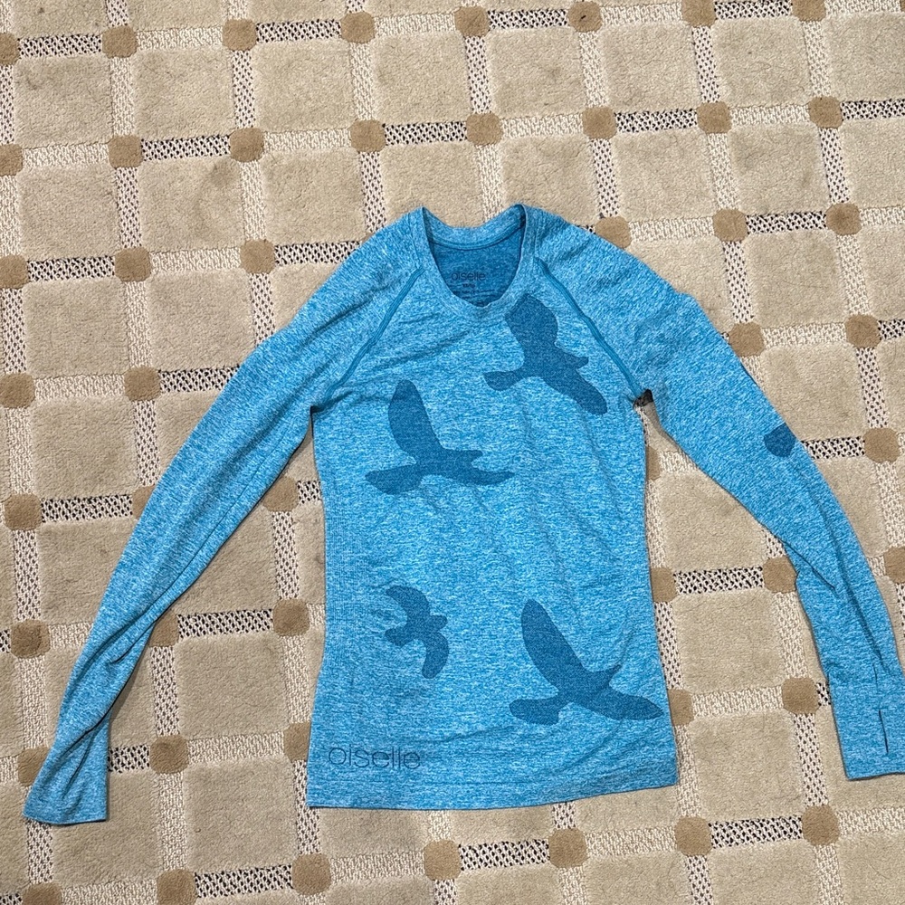 Oiselle Flyte Heathered Sky Blue Long Sleeve Running Top XS